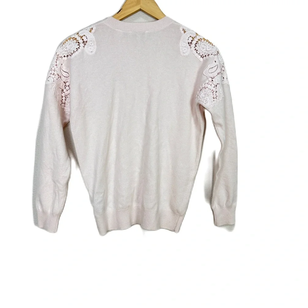 Ted Baker Tae Lace Shoulder Sweater Wool Cashmere Nude Pink Women’s Sz 4 US‎